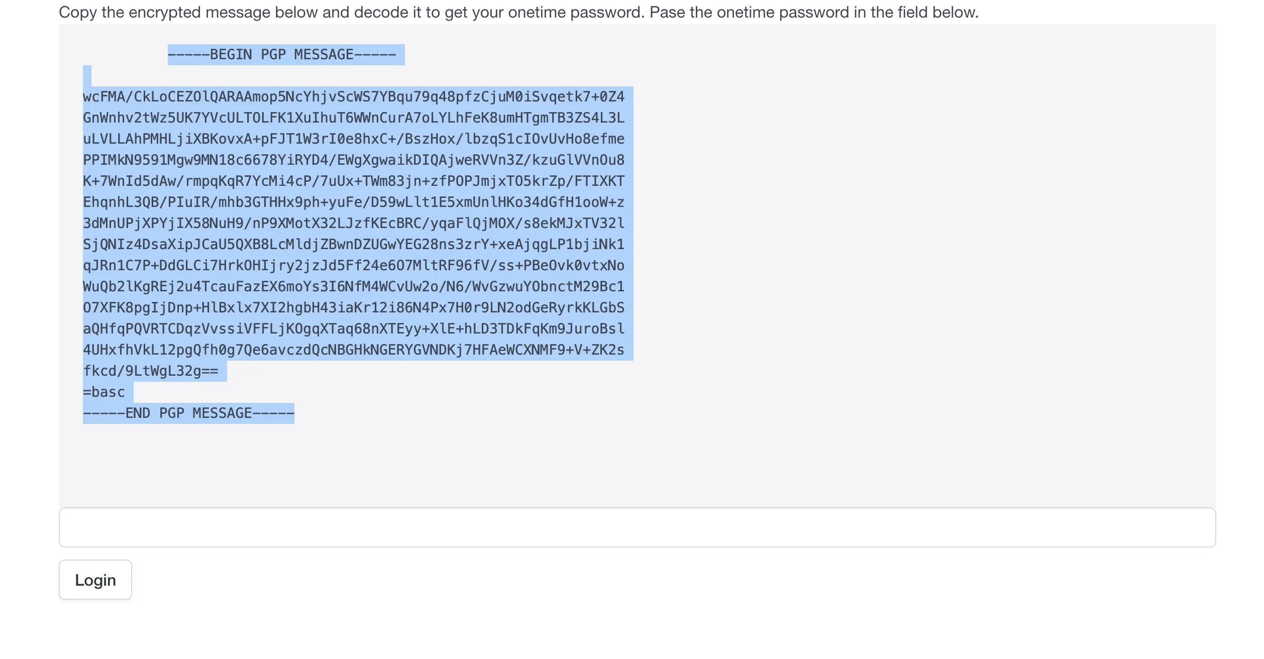 Screenshot of the Tribes admin authentication challenage